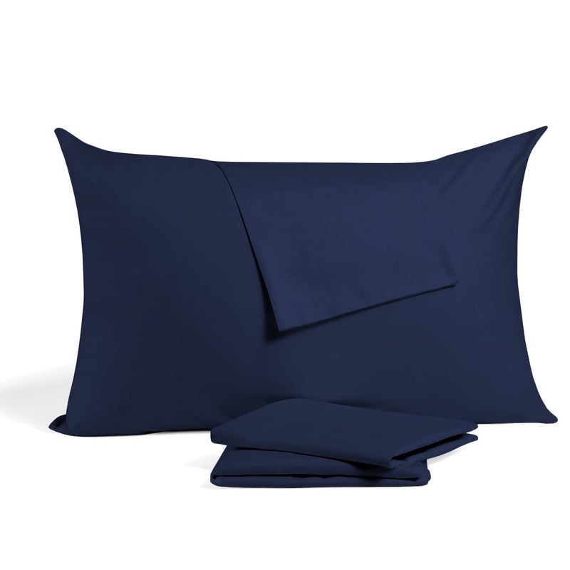 Toddler Travel Small Pillowcase 14 x 20 Pillow Cover Zipper Closer Set of 2 Travel Pillow Cover 500 Thread Count 100 Soft Egyptian Cotton Travel Pillow Cover 14 x 20 inch Navy Blue