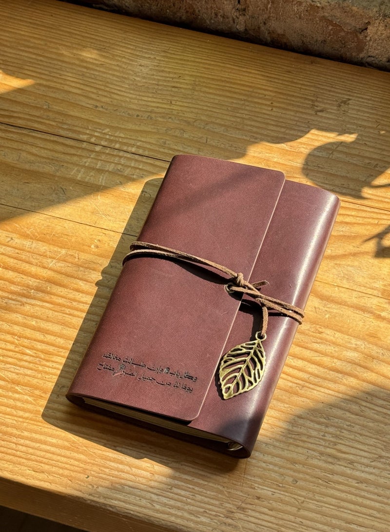 Nuqta Premium Leather Notebook – Maroon Brown - Image 4