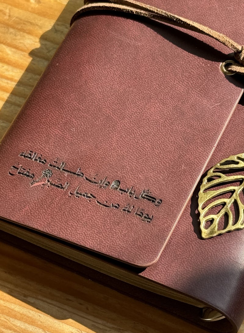 Nuqta Premium Leather Notebook – Maroon Brown - Image 2