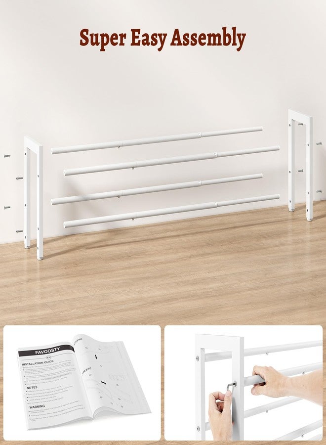 FAVOOSTY 2-Tier Expandable Shoe Rack, Adjustable Shoe Shelf Storage Organizer Space Saving Metal Free Standing Shoe Rack for Entryway Closet Doorway, White - Image 5