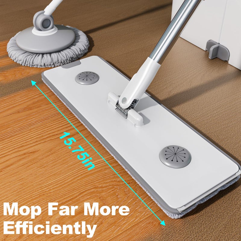 POPMOP Flat Mop and Bucket System - Mop and Bucket with Wringer Set for Home | Wet Dry Mop for Apartment, Tiny Home, Windows, Wall, Hardwood Floor, RV with 6 Reusable Microfiber Cloth - Image 4