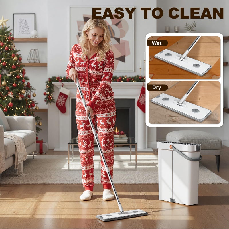 POPMOP Flat Mop and Bucket System - Mop and Bucket with Wringer Set for Home | Wet Dry Mop for Apartment, Tiny Home, Windows, Wall, Hardwood Floor, RV with 6 Reusable Microfiber Cloth - Image 5