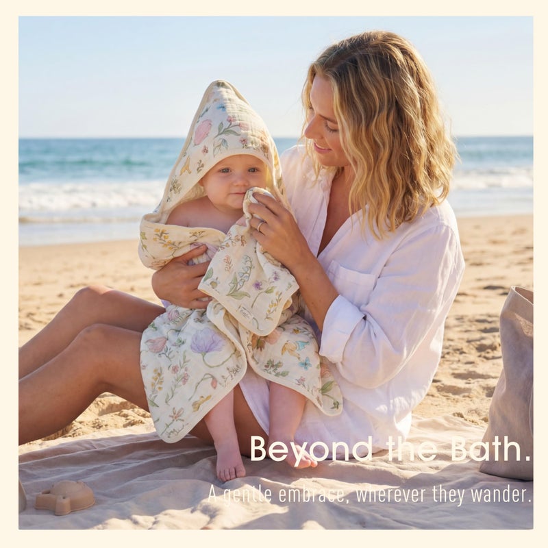 HardNok 4-Piece Ultra Soft Muslin Baby Towel Set - Ideal for Bath & Beach, (32x32 inches) - Image 5