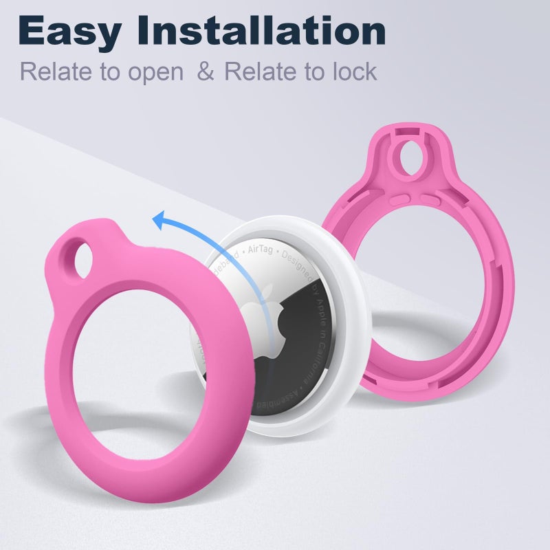 MOLOSLEEVE Airtag Holder Air Tag Case with Keychain, Anti-Scratch Airtags Key Chain for Apple Air Tags, Airtag Accessories for GPS Item Finder Tracker, Pink - Image 2