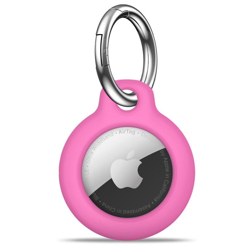 MOLOSLEEVE Airtag Holder Air Tag Case with Keychain, Anti-Scratch Airtags Key Chain for Apple Air Tags, Airtag Accessories for GPS Item Finder Tracker, Pink - Image 1