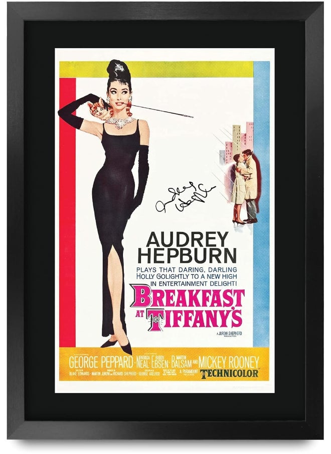 HWC Trading HWC Trading Breakfast at Tiffany's Audrey Hepburn Gifts Printed Signed Autograph Picture for Movie Memorabilia Fans - 16" x 12" Framed  - Image 1
