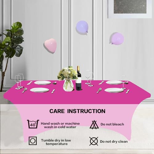 IVAPUPU 2 Pack 6FT Table Cloth for Rectangular Fitted Events Stretch Fuchsia Table Covers Washable Cover Spandex Tablecloth Protector for Party, Wedding, Cocktail, Banquet, Festival - Image 5