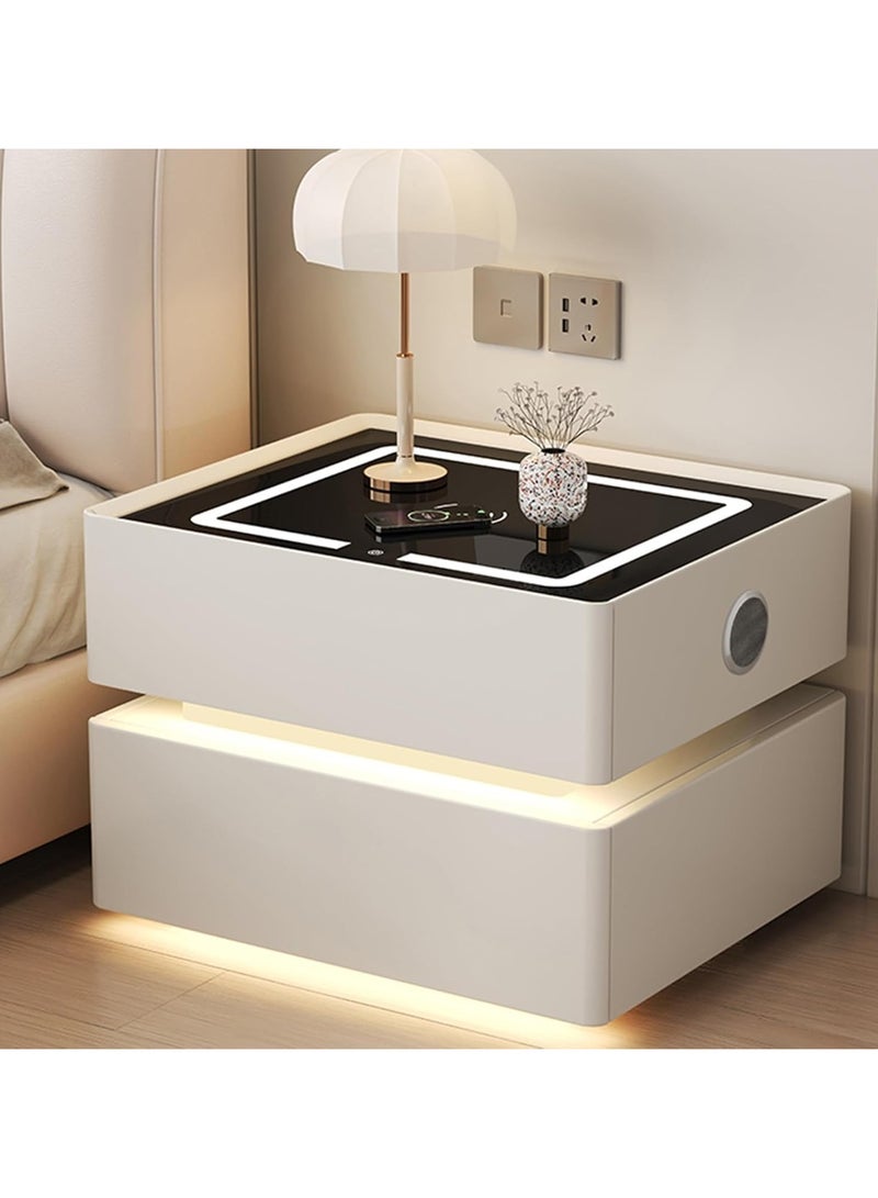 Organized Home Modern Smart Bedside Table With Sensor Light Wireless Charging USB Port and Bluetooth Speaker for Home Living Room Bedroom Hotel Office - Image 1