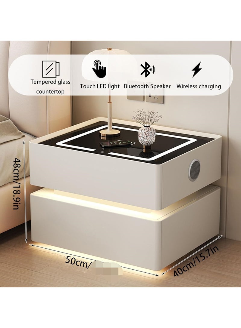 Organized Home Modern Smart Bedside Table With Sensor Light Wireless Charging USB Port and Bluetooth Speaker for Home Living Room Bedroom Hotel Office - Image 2