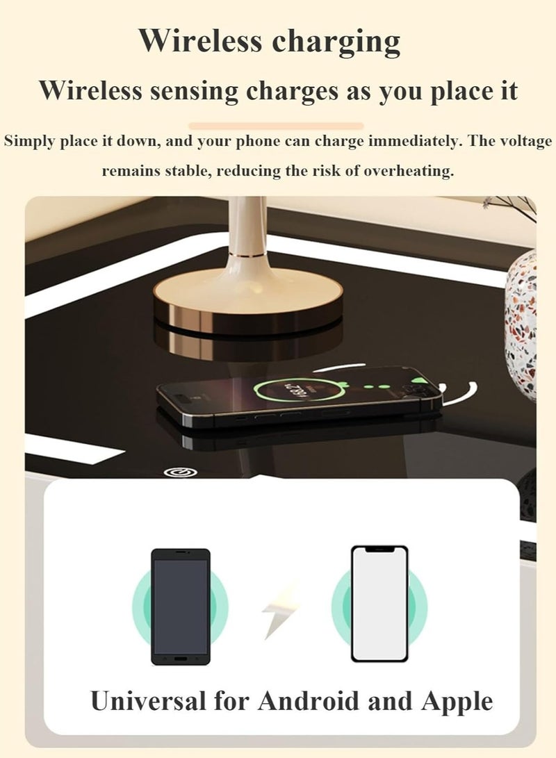 Organized Home Modern Smart Bedside Table With Sensor Light Wireless Charging USB Port and Bluetooth Speaker for Home Living Room Bedroom Hotel Office - Image 3