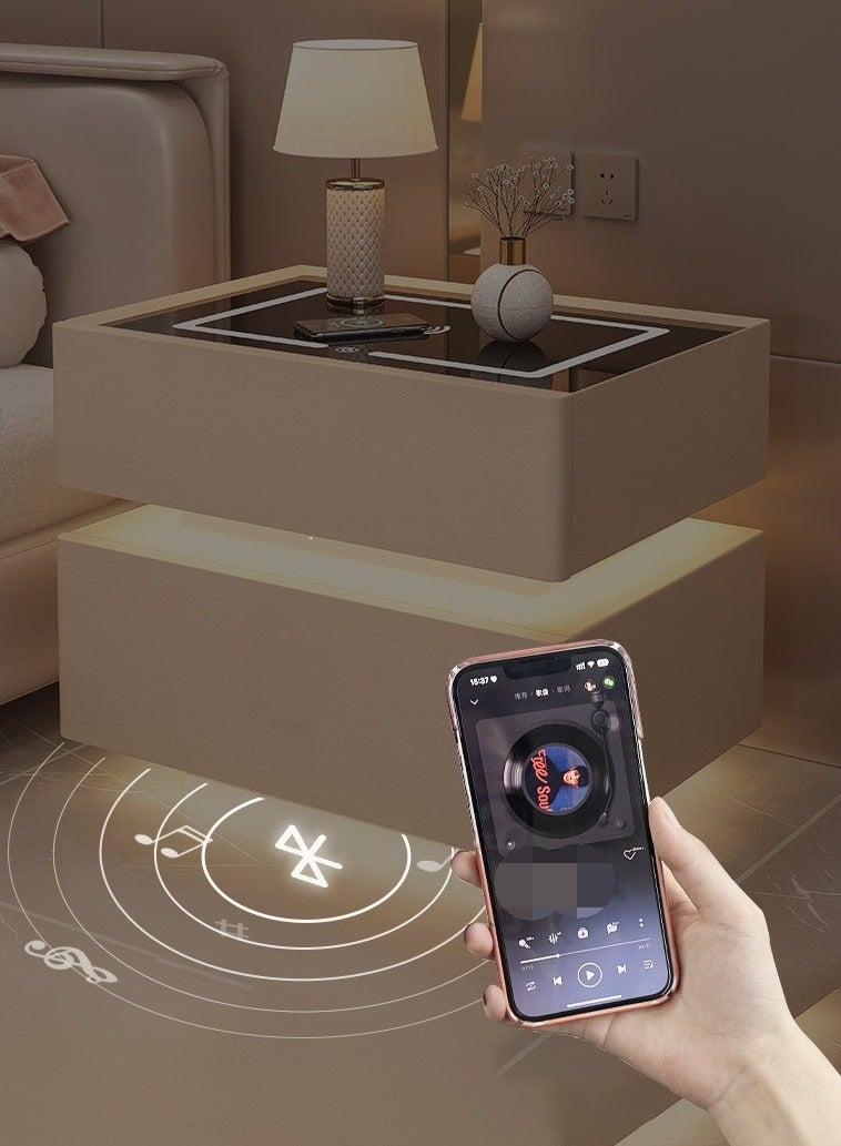 Organized Home Modern Smart Bedside Table With Sensor Light Wireless Charging USB Port and Bluetooth Speaker for Home Living Room Bedroom Hotel Office - Image 5