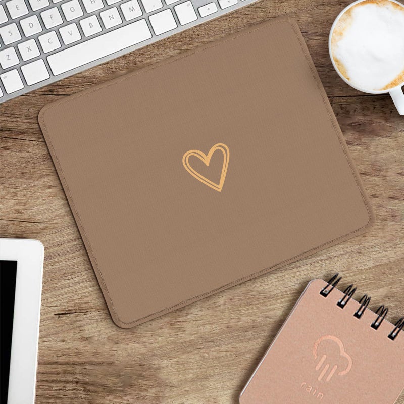 Seorsok Square Aesthetic Cute Heart Mouse Pad,Office Home Personalized Mouse Mat Design,Waterproof Funny Mousepad,Non-Slip Rubber Base Computer Mouse Pads for Wireless Mouse,Brown - Image 5