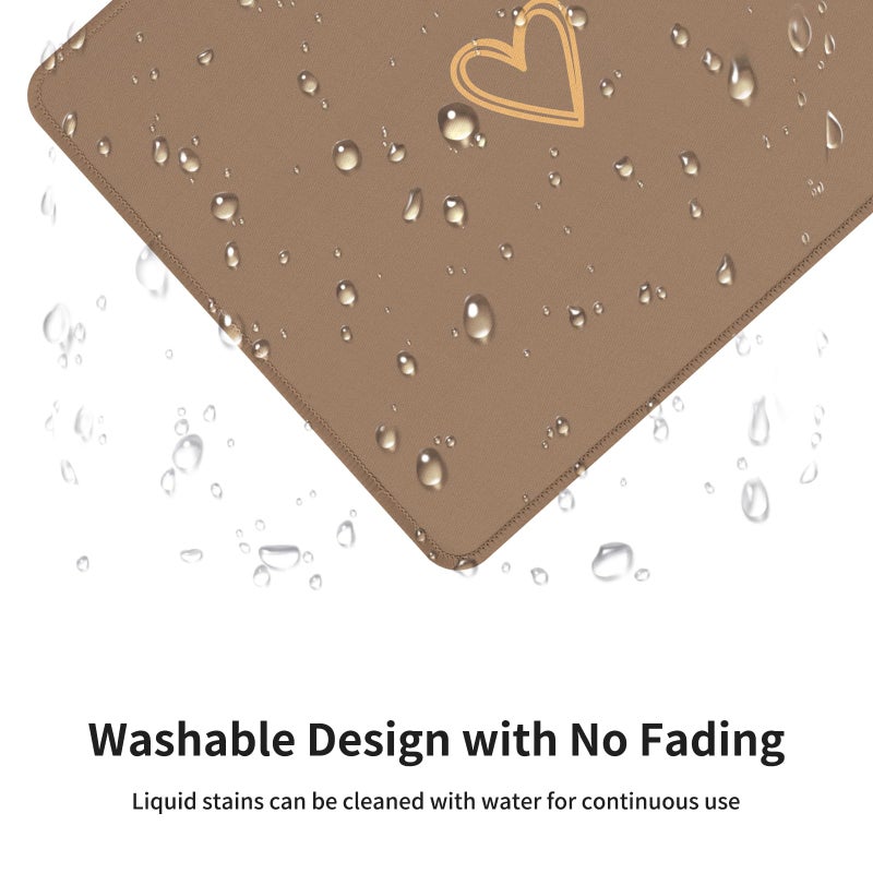 Seorsok Square Aesthetic Cute Heart Mouse Pad,Office Home Personalized Mouse Mat Design,Waterproof Funny Mousepad,Non-Slip Rubber Base Computer Mouse Pads for Wireless Mouse,Brown - Image 3