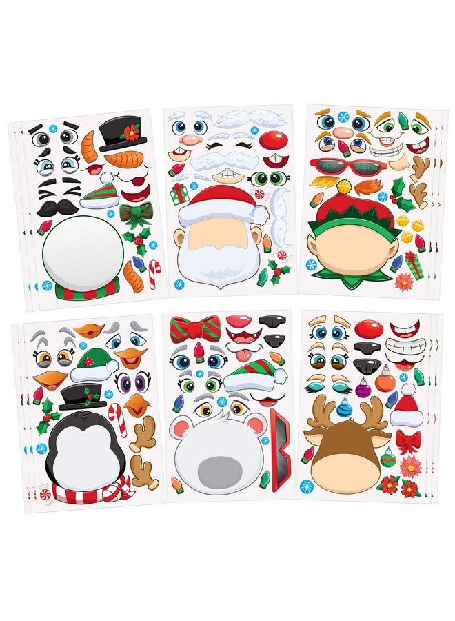 JOYIN 24 Pcs Christmas Make-a-face Stickers, Make Your Own Characters Mix and Match Sticker Sheets with Christmas Elf, Santa Santa, Snowman, Penguin, and Polar Bear Kids Party Favor Supplies Craft - Image 1