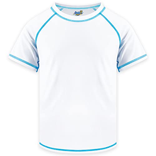 Semois Boys Rash Guard Short Sleeve, White UPF 50+ Sun Protection Rashguard Slim Fit Swim Shirt Fishing Surf Quick Dry Cool Beach Clothes for Toddler Youth Kids Size 14-16 Years - Image 3