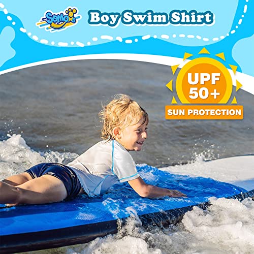 Semois Boys Rash Guard Short Sleeve, White UPF 50+ Sun Protection Rashguard Slim Fit Swim Shirt Fishing Surf Quick Dry Cool Beach Clothes for Toddler Youth Kids Size 14-16 Years - Image 2