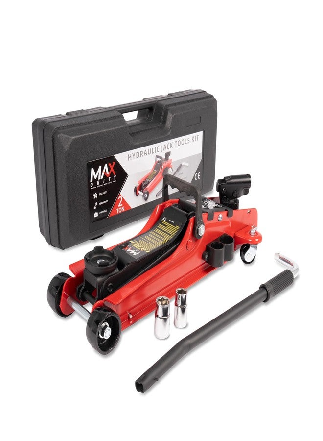 Maxority 2-Ton (4400 lbs) Hydraulic Low Profile Trolley Garage Service/Floor Jack with Blow Mold Carrying Storage Case and Universal Tire Tool Kit with Lug Wrench for Home and Workshop Vehicle Maintenance - Image 1
