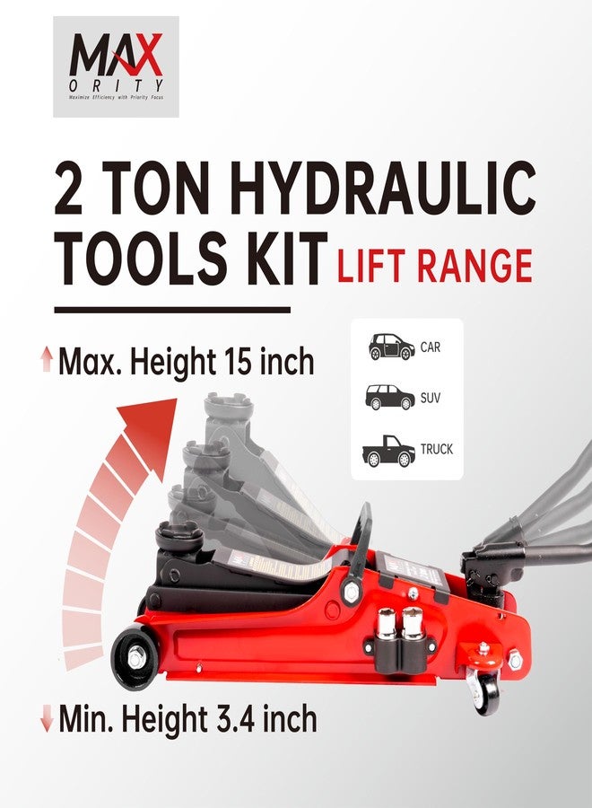 Maxority 2-Ton (4400 lbs) Hydraulic Low Profile Trolley Garage Service/Floor Jack with Blow Mold Carrying Storage Case and Universal Tire Tool Kit with Lug Wrench for Home and Workshop Vehicle Maintenance - Image 4