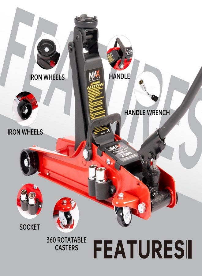 Maxority 2-Ton (4400 lbs) Hydraulic Low Profile Trolley Garage Service/Floor Jack with Blow Mold Carrying Storage Case and Universal Tire Tool Kit with Lug Wrench for Home and Workshop Vehicle Maintenance - Image 2