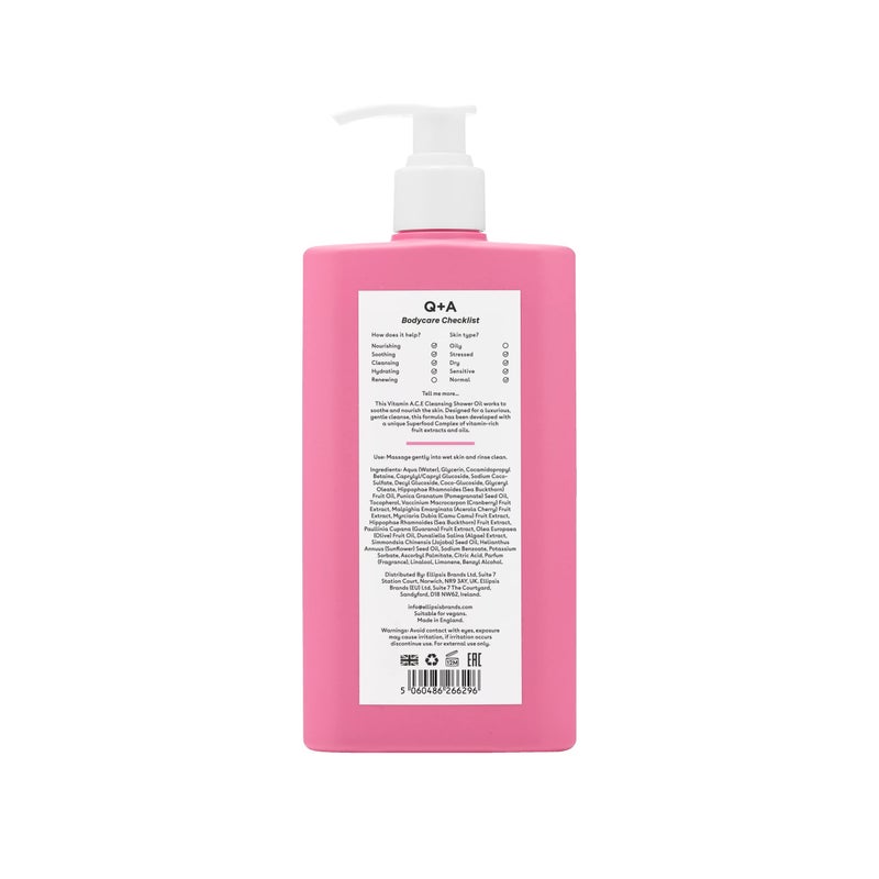 Q+A Vitamin A.C.E Cleansing Shower Oil (250ml), Cleansing Oil Shower Gel Alternative, Body Care, Hydrating Body Wash with Berry & Sea Buckthorn Oils, Tropical Mango & Guava Scent, Moisturizes, Soothes - Image 2