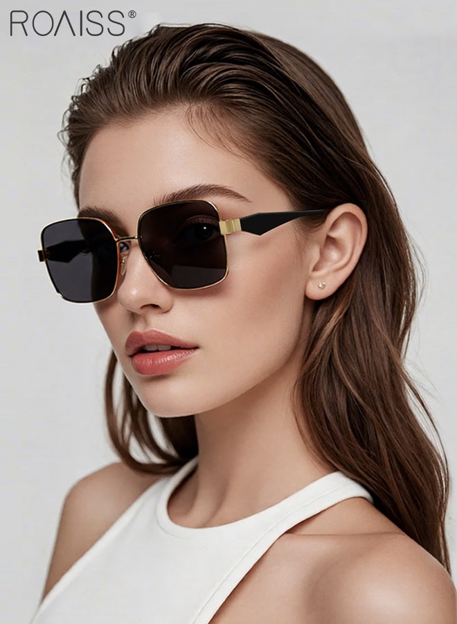 roaiss Women's Square Sunglasses, UV400 Protection Sun Glasses with Gold Frame, Fashion Sun Shades for Women with Glasses Case, 57mm - Image 2