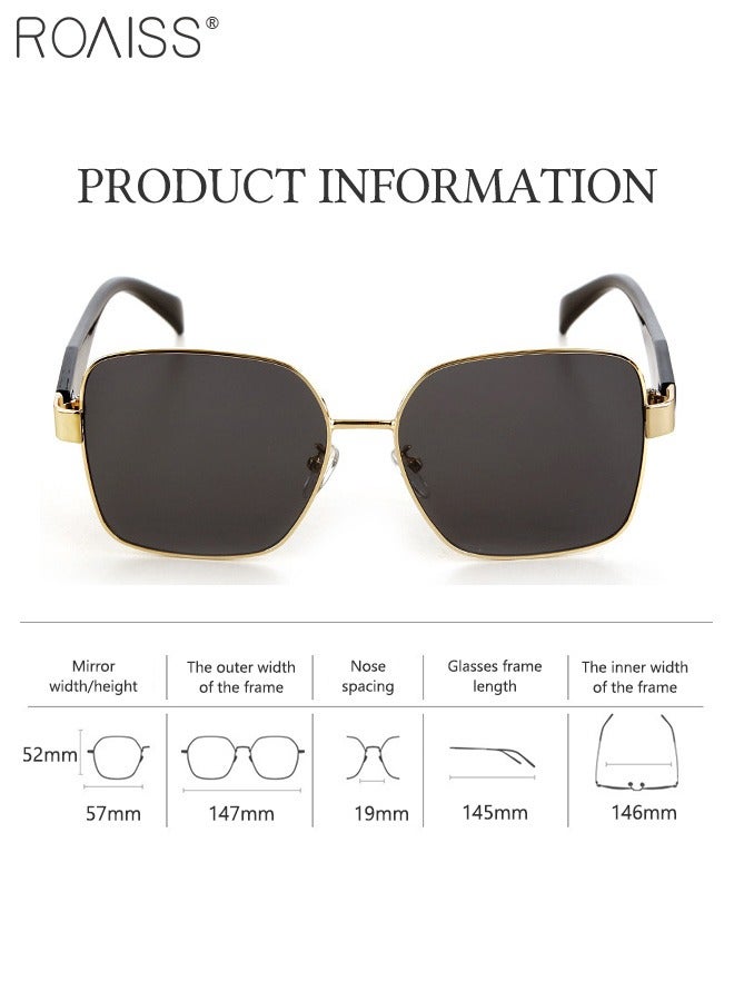 roaiss Women's Square Sunglasses, UV400 Protection Sun Glasses with Gold Frame, Fashion Sun Shades for Women with Glasses Case, 57mm - Image 3