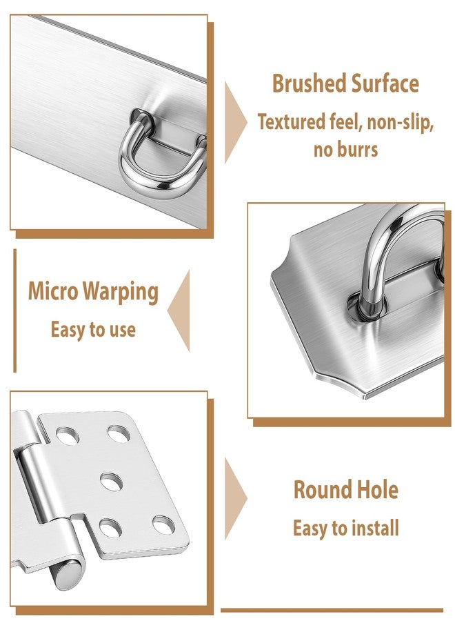MOWPOG 2 Pcs Door Locks Hasp Latch, 5 Inch Stainless Steel Safety Packlock Clasp, Extra Thick Hinge Lock with Screws, Brushed Finish, for Gate, Cabinet, Closet, Shed (5 INCH) - Image 4
