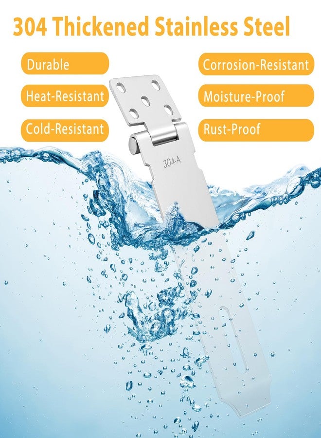 MOWPOG 2 Pcs Door Locks Hasp Latch, 5 Inch Stainless Steel Safety Packlock Clasp, Extra Thick Hinge Lock with Screws, Brushed Finish, for Gate, Cabinet, Closet, Shed (5 INCH) - Image 3