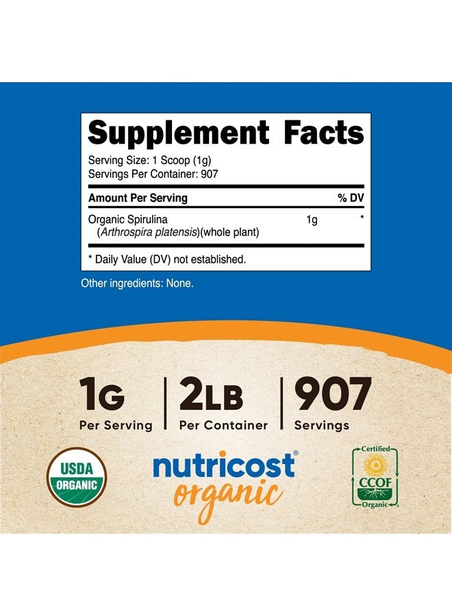 Nutricost مسحوق سبيرولينا العضوي 2 رطل - سبيرولينا عضوية نقية ومعتمدة - Image 2