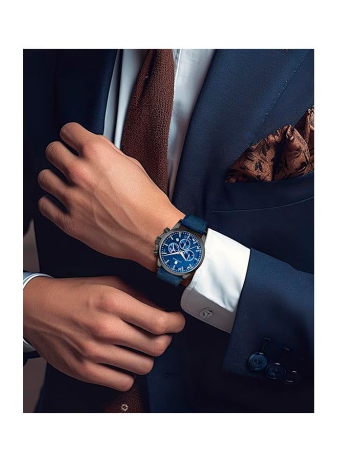 Sapphero Mens Watches Multifunction Chronograph Date Quartz Watch for Men Brown Leather Band Analog Wrist Watch Gift for Men Casual Business - Image 3