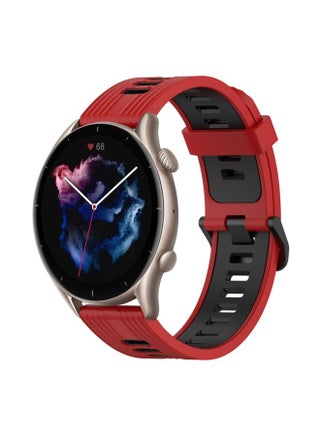 Replacement Strap For Amazfit GTR 3 22mm Vertical Pattern Two-Color Silicone Watch Band Red+Black - pzsku/Z3E0B7C3899FC10D34801Z/45/_/1714870231/b9e06d1c-7f7c-46b3-917e-ac2e27b60a72