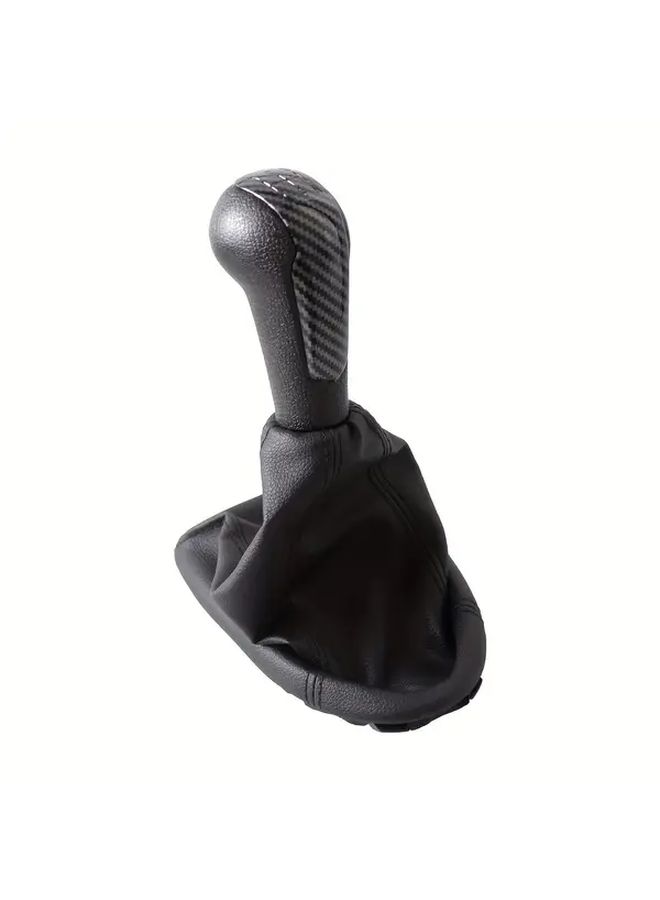 Carbon Pattern 5 Speed Manual Gear Shift Knob With Faux Leather Boot Cover Enhanced Grip - Image 2