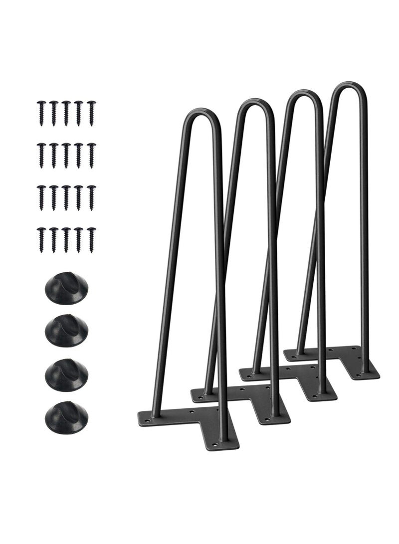 SMARTSTANDARD 16" Hairpin Furniture Legs, Metal Home DIY Projects for Nightstand, Coffee Table, Desk, etc with Rubber Floor Protectors Black 4PCS - Image 2