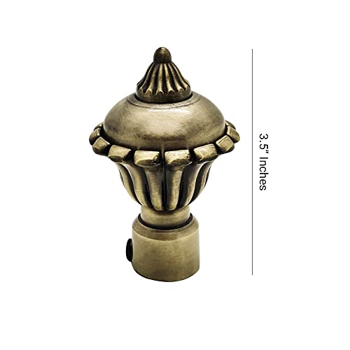 VOLO Premium Brass Antique Rod Pocket Solid Opaque Curtain Bracket Finial Set Of_2 Pcs - Image 2