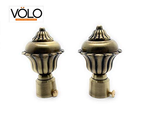 VOLO Premium Brass Antique Rod Pocket Solid Opaque Curtain Bracket Finial Set Of_2 Pcs - Image 5