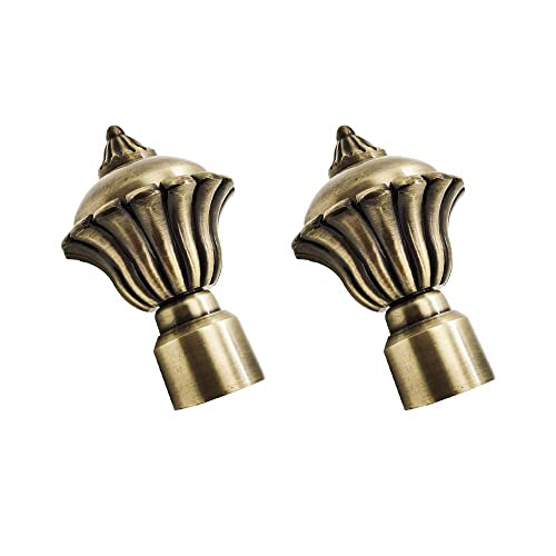 VOLO Premium Brass Antique Rod Pocket Solid Opaque Curtain Bracket Finial Set Of_2 Pcs - Image 1