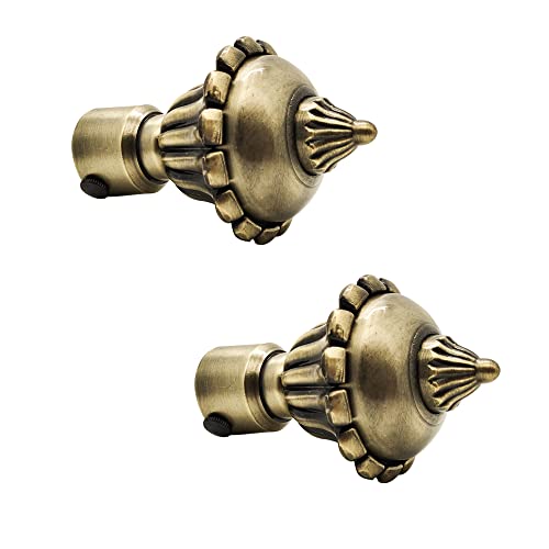 VOLO Premium Brass Antique Rod Pocket Solid Opaque Curtain Bracket Finial Set Of_2 Pcs - Image 3