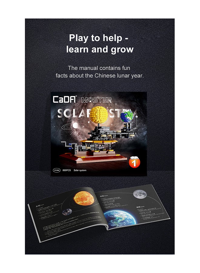 CaDA Toy Building Blocks Set Multicolour Master Solar System Contains Moon Earth and Sun Orrery C71004W 865pcs for +8 Years old - Image 5