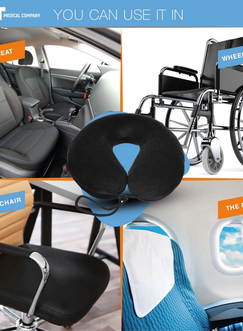 HT Memory Foam Travel Pillow with U-Shaped Neck for Neck Comfort While Traveling, Navy - Image 5