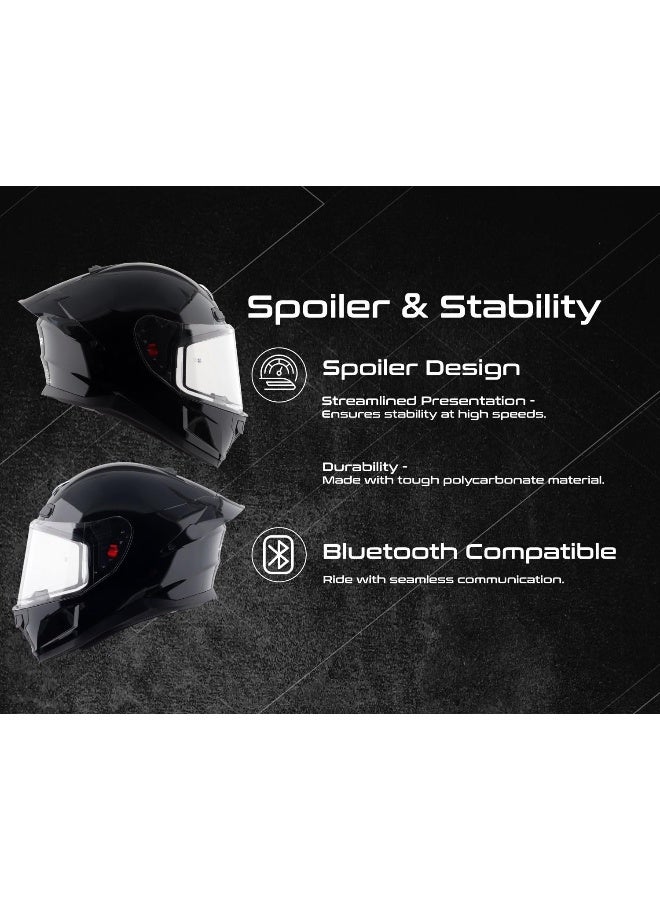 AXOR خوذة أكسور سابر المعتمدة من ISI و DOT وخفيفة الوزن للوجه الكامل للرجال والنساء مع واقي شفاف مزود بنظام بينلوك وتهوية متقدمة - أسود - XL - Image 4