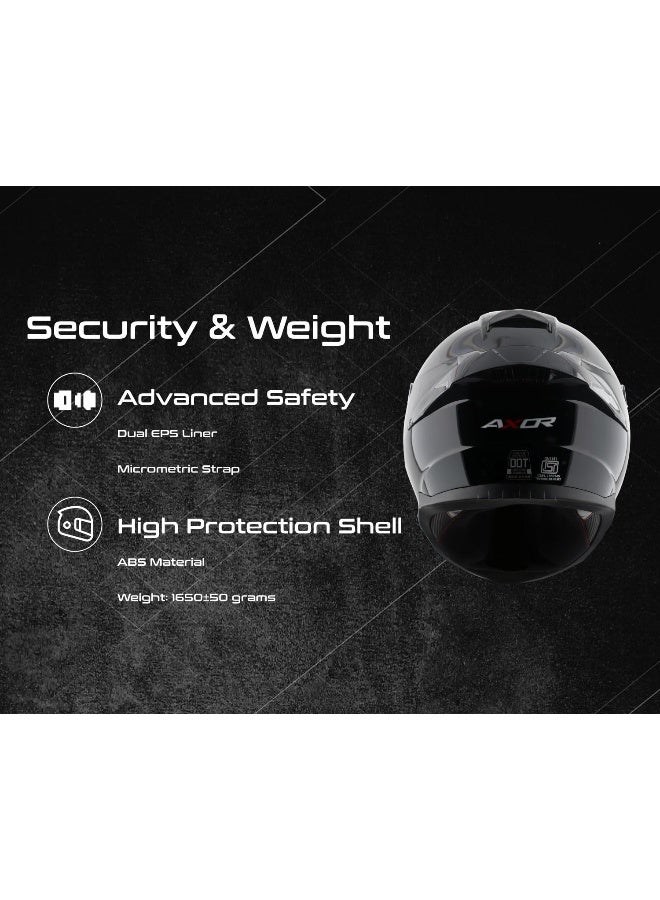 AXOR خوذة أكسور سابر المعتمدة من ISI و DOT وخفيفة الوزن للوجه الكامل للرجال والنساء مع واقي شفاف مزود بنظام بينلوك وتهوية متقدمة - أسود - XL - Image 5