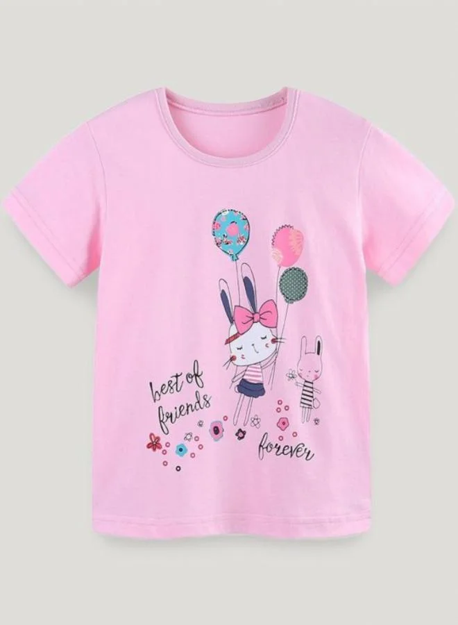 YUNIQEE Pink Printed Short Sleeve Crew Neck T-Shirt