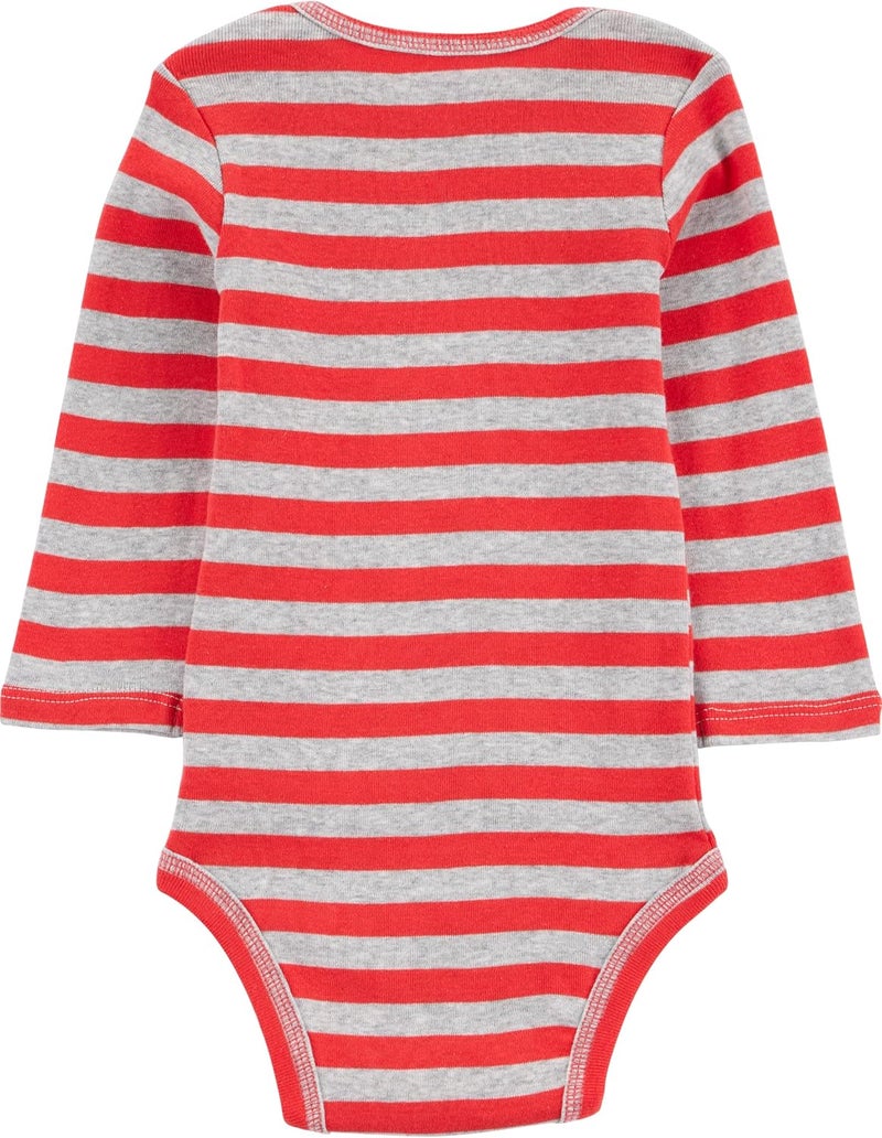 Carter's Simple Joys Baby Boys' Long-Sleeve Bodysuit, Pack of 5, Blue/Red/Grey, 6-9 Months - Image 3