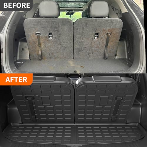 powoq Trunk Mat Compatible with 2021-2025 KIA Sorento/Hybrid/PHEV Cargo Liner with Backrest Mats Replacement for KIA Sorento 2021 2022 2023 2024 2025 Accessories(Trunk Mats with Backrest Mat) - Image 3