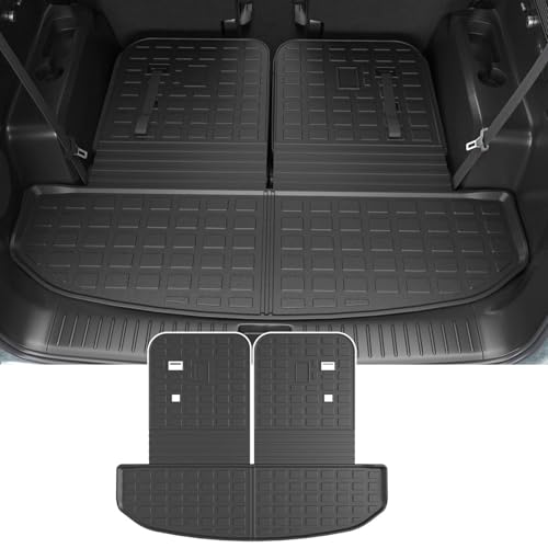 powoq Trunk Mat Compatible with 2021-2025 KIA Sorento/Hybrid/PHEV Cargo Liner with Backrest Mats Replacement for KIA Sorento 2021 2022 2023 2024 2025 Accessories(Trunk Mats with Backrest Mat) - Image 1