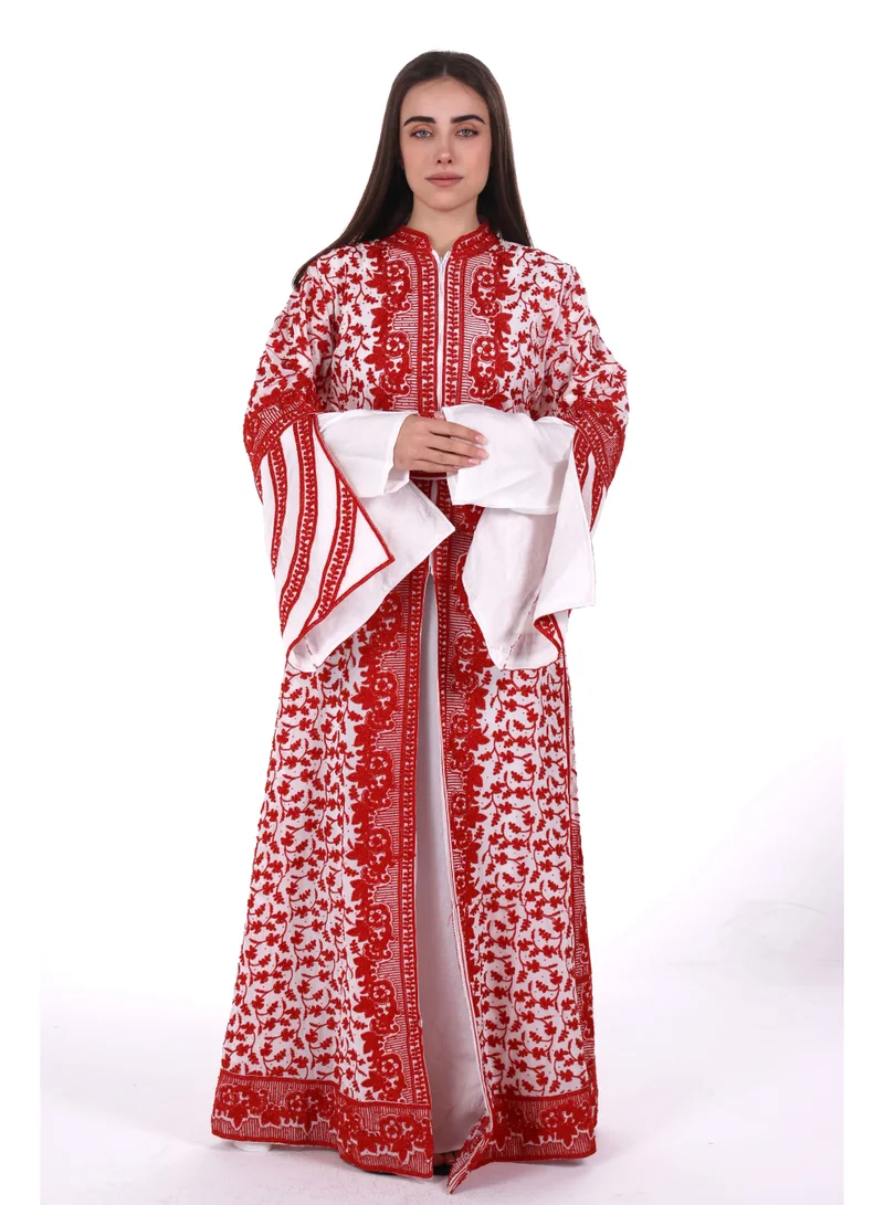 AL BENT AL SHARQIEH red Embroidered kaftan arabian dress for Women | Best Price UAE