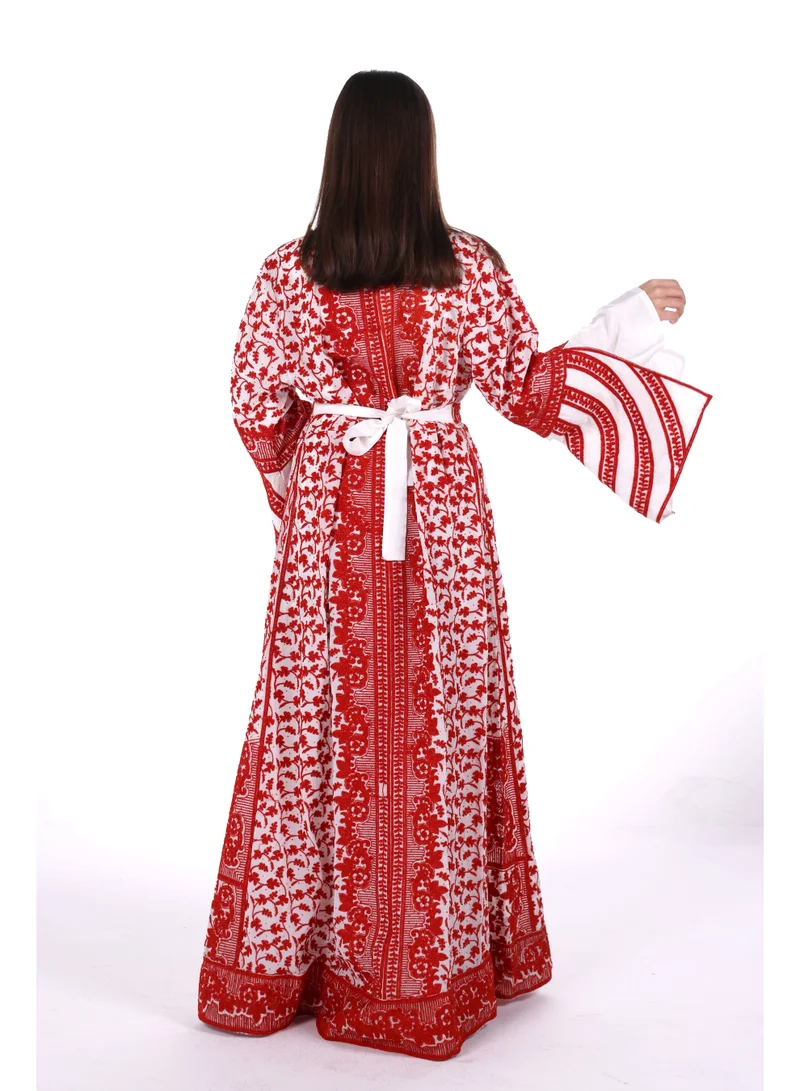 AL BENT AL SHARQIEH red Embroidered kaftan arabian dress for Women | Best Price UAE