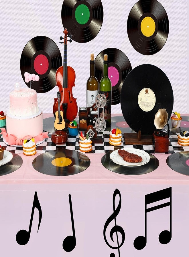 اودين مستلزمات وديكورات حفلات الخمسينيات من أودين، مستلزمات حفلات أعياد الميلاد بطابع السيارات، مفارش ورقية بتصميم أسطوانات فينيل عتيقة، مفرش طاولة بتصميم سباق، مفرش طاولة طويل، قصاصات لافتات موسيقية لتزيين المطاعم (وردي) - Image 2