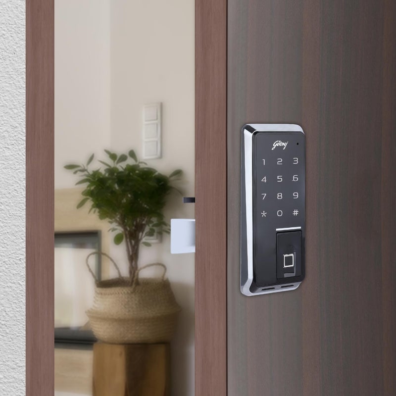 Godrej Locking Solutions and Systems Godrej Smart Lock Advatis Rimtronic Digital Lock 360 Fingerprint Access Pass Code Spycode Autolocking Privacy Function Breakin Damage Alarm  - Image 1