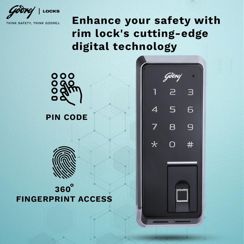 Godrej Locking Solutions and Systems Godrej Smart Lock Advatis Rimtronic Digital Lock 360 Fingerprint Access Pass Code Spycode Autolocking Privacy Function Breakin Damage Alarm  - Image 3